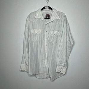 Vintage Double S Western Long Sleeve Pearl Snap Button - Size X-Large, XL White